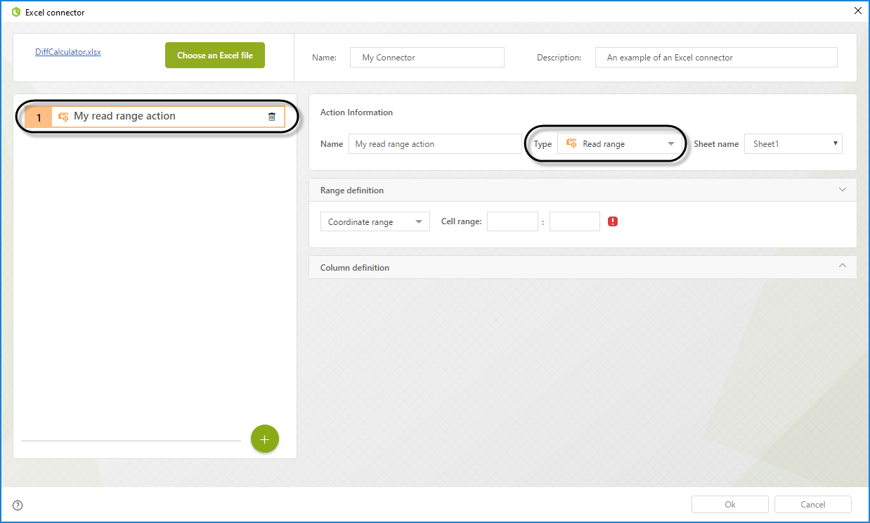 Bizagi Studio Integrating External Applications From Bizagi Excel Connector Read Range Action