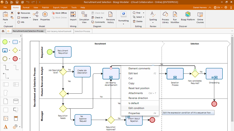 Bizagi Modeler > Desktop Application > Documenting a process > Defining ...